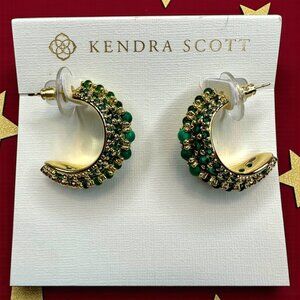 Kendra Scott Krista Gold Hoop Earrings in Green Mix (NWOT)